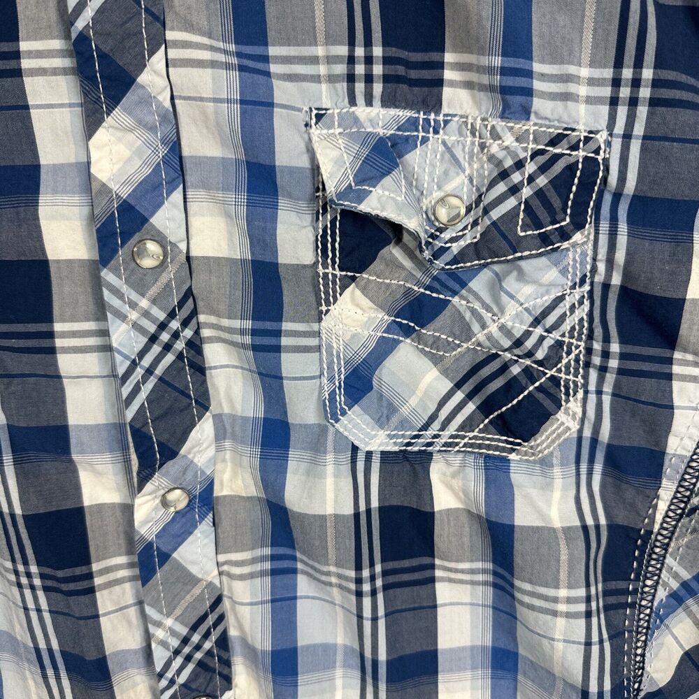 BKE Buckle Shirt Mens X-Large Athletic Fit Pearl Snap Long Sleeve Blue Gray - Picture 4 of 11